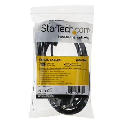 StarTech.com Male 9 Pin D-sub to Female 9 Pin D-sub Serial Cable, 3m PVC