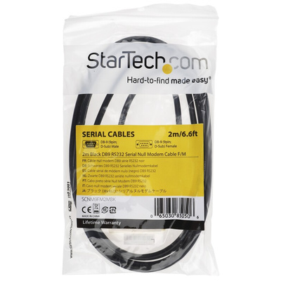 StarTech.com Female 9 Pin D-sub to Male 9 Pin D-sub Serial Cable, 2m PVC