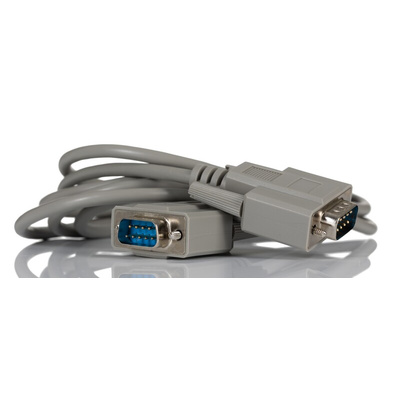 RS PRO Male 9 Pin D-sub to Male 9 Pin D-sub Serial Cable, 2m PVC