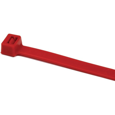 HellermannTyton Cable Tie, Inside Serrated, 365mm x 7.6 mm, Red Polyamide 6.6 (PA66), Pk-100pack