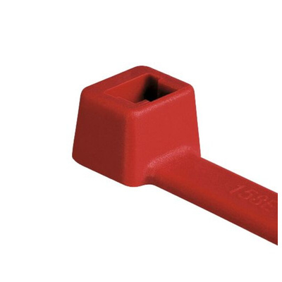 HellermannTyton Cable Tie, Inside Serrated, 365mm x 7.6 mm, Red Polyamide 6.6 (PA66), Pk-100pack