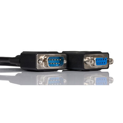 RS PRO Male 9 Pin D-sub to Female 9 Pin D-sub Serial Cable, 1m PVC