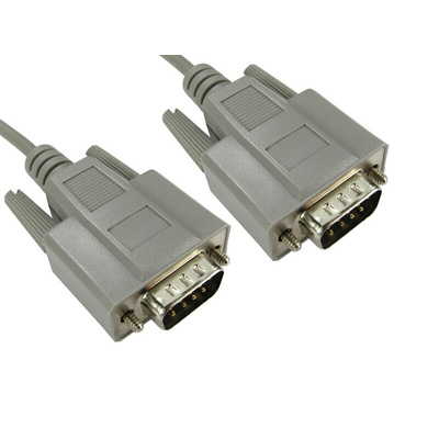RS PRO Male 9 Pin D-sub to Male 9 Pin D-sub Serial Cable, 2m PVC