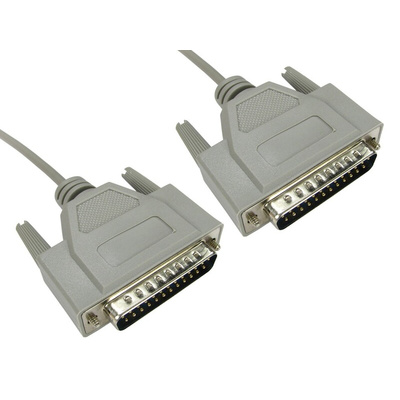 RS PRO Male 25 Pin D-sub to Male 25 Pin D-sub Serial Cable, 2m PVC