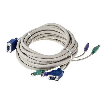 RS PRO Male PS/2 x 2; VGA to Male PS/2 x 2; VGA KVM Cable