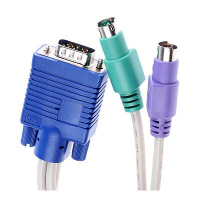 RS PRO Female PS/2 x 2; VGA to Male PS/2 x 2; VGA KVM Cable