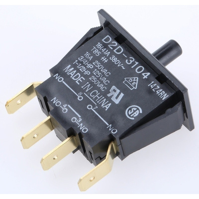 Door Interlock Micro Switch Plunger, DPDT-NO 16 A @ 250 V ac, -25 → +85°C