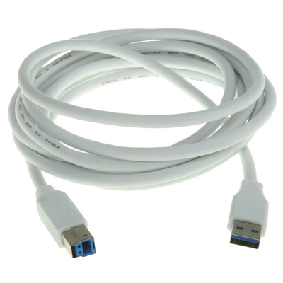 RS PRO USB 3.0 Cable, Male USB A to Male USB B Cable, 3m