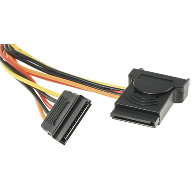 Roline Male SATA Power to Female SATA Power x 3 Cable, 200mm