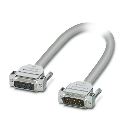 Phoenix Contact Male 15 Pin D-sub to Female 15 Pin D-sub Serial Cable, 1.5m PVC