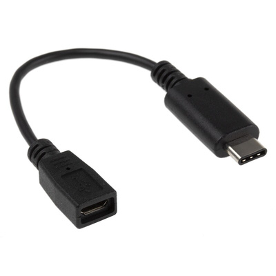 RS PRO USB 3.1 Cable, Male USB C to Female Micro USB B Cable, 150mm