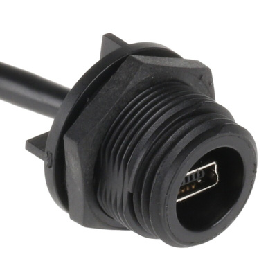 Bulgin USB 2.0 Cable, Male 5 Pin Header to Female Mini USB B Cable, 100mm