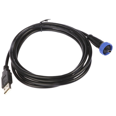Bulgin USB 2.0 Cable, Male Mini USB B to Male USB A Cable, 2m