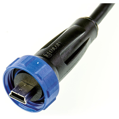 Bulgin USB 2.0 Cable, Male Mini USB B to Male Mini USB A Cable, 2m