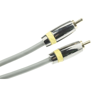 RS PRO 1.5m RCA Cable Male RCA to Male RCA Grey