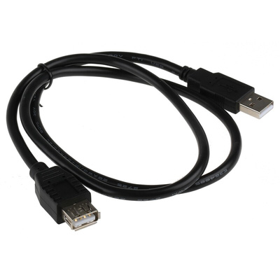 Roline USB 2.0 Cable, Male USB A to Female USB A USB Extension Cable, 800mm
