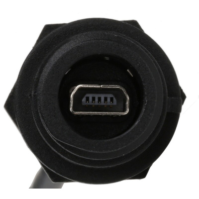 Bulgin USB 2.0 Cable, Male Mini USB AB to Female 6 Pin Socket Cable, 100mm