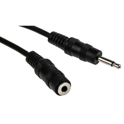 RS PRO 2m 3.5 mm Mono Male Jack to 3.5 mm Female Mono Socket Audio Cable Assembly