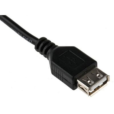 RS PRO USB 2.0 Cable, Male USB A to Female USB A Cable, 120mm
