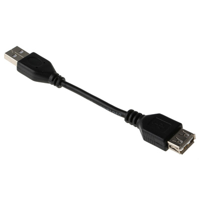 RS PRO USB 2.0 Cable, Male USB A to Female USB A Cable, 120mm
