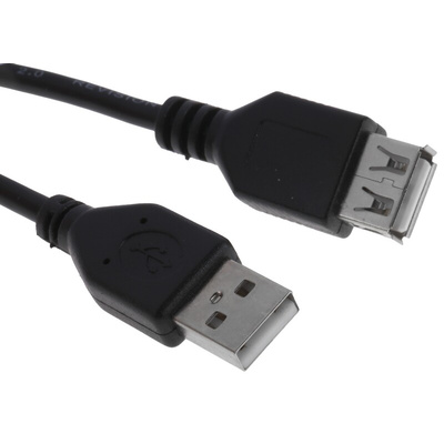 RS PRO USB 2.0 Cable, Male USB A to Female USB A Cable, 5m
