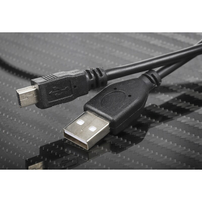 RS PRO USB 2.0 Cable, Male USB A to Male Mini USB B Cable, 500mm