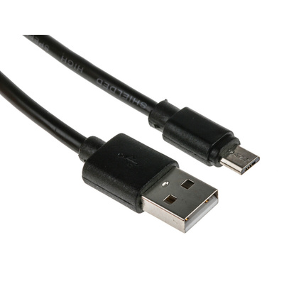 RS PRO USB 2.0 Cable, Male USB A to Male Micro USB B Cable, 1m