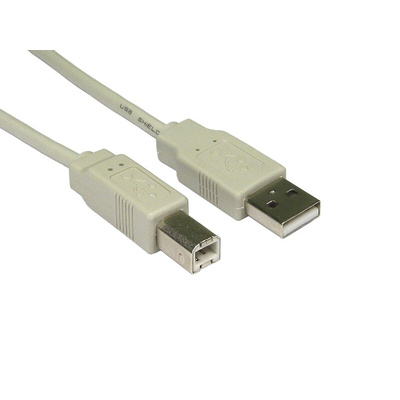 RS PRO USB 2.0 Cable, Male USB A to Male USB B Cable, 1.8m