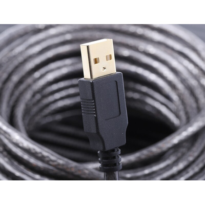 RS PRO USB 2.0 Cable, Male USB A to Female USB A USB Extension Cable, 12m