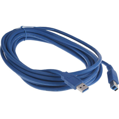 RS PRO USB 3.0 Cable, Male USB A to Male USB B Cable, 5m