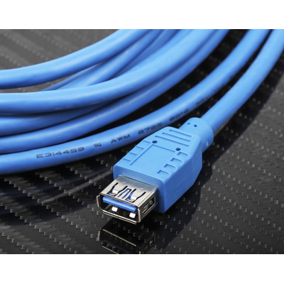 RS PRO USB 3.0 Cable, Male USB A to Female USB A USB Extension Cable, 5m