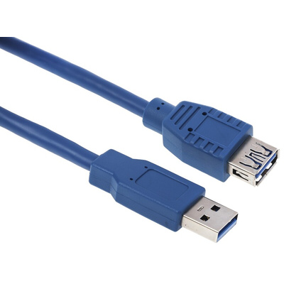 RS PRO USB 3.0 Cable, Male USB A to Female USB A USB Extension Cable, 5m