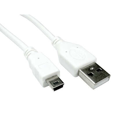 RS PRO USB 2.0 Cable, Male USB A to Male Mini USB B Cable, 1.8m