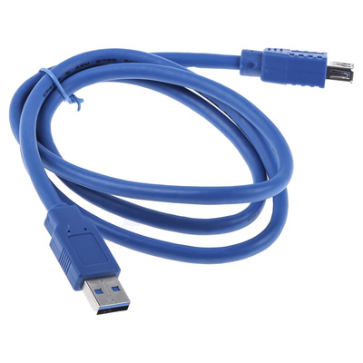 RS PRO USB 3.0 Cable, Male USB A to Female USB A USB Extension Cable, 1m