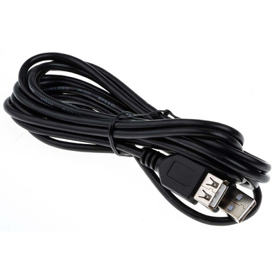 RS PRO USB 2.0 Cable, Male USB A to Female USB A USB Extension Cable, 3m