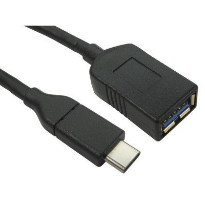 RS PRO USB 3.0, USB 3.1 Cable, Male USB C to Female USB A Cable, 1m