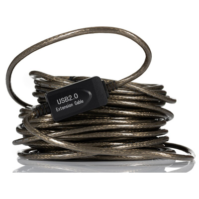 RS PRO USB 2.0 Cable, Male USB A to Male USB B USB Extension Booster Cable, 10m