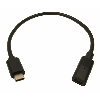 RS PRO USB 3.1 Cable, Male USB C to Female USB C USB Extension Cable, 300mm