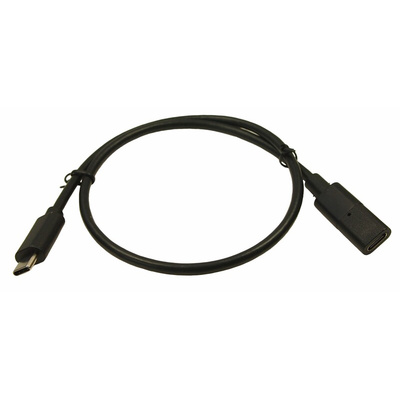 RS PRO USB 3.1 Cable, Male USB C to Female USB C USB Extension Cable, 500mm