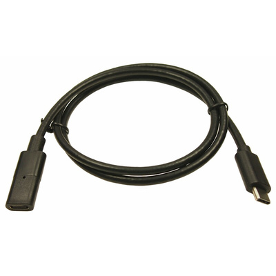 RS PRO USB 3.1 Cable, Male USB C to Female USB C USB Extension Cable, 750mm