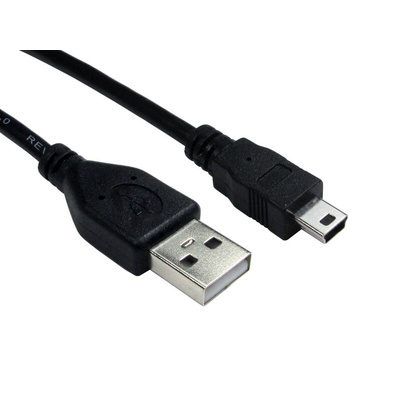 RS PRO USB 2.0 Cable, Male USB A to Male Mini USB B Cable, 150mm