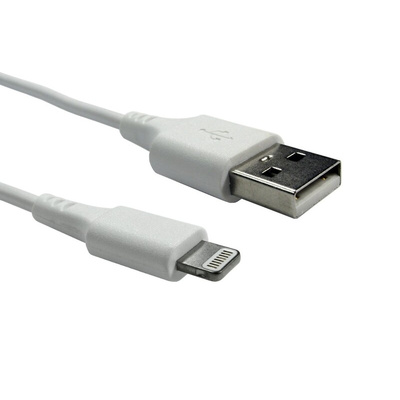 RS PRO USB 2.0 Cable, Male USB A to Male Lightning Cable, 3m