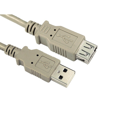 RS PRO USB 2.0 Cable, Male USB A to Female USB A Cable, 5m
