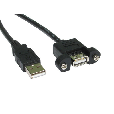 RS PRO USB 2.0 Cable, Male USB A to Female USB A Cable, 0.5m