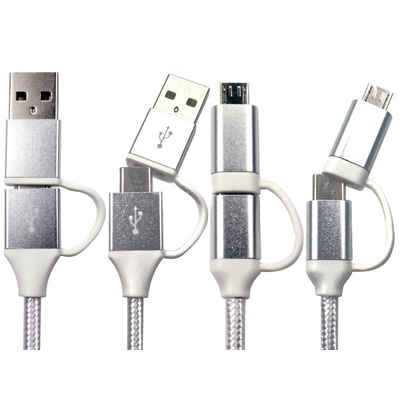 RS PRO USB 2.0 Cable, Male USB A, USB C to Male Cable, 1.5m