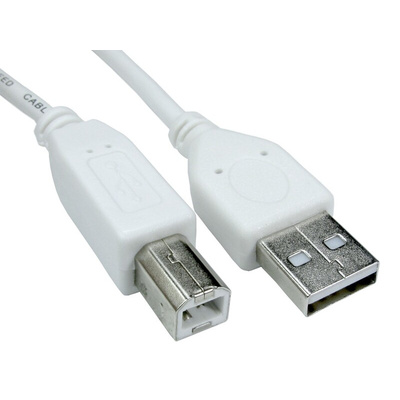 RS PRO USB 2.0 Cable, Male USB A to Male USB B Cable, 800mm