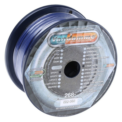 Van Damme Blue Multipair Installation Cable F/UTP 0.03 mm², 0.19 mm² CSA 3.5mm OD 100m