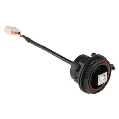 Bulgin USB 2.0 Cable, Female 5 Pin Socket to Female USB B Cable, 150mm