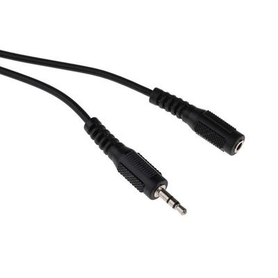 RS PRO 2m 3.5 mm Stereo Male Jack to 3.5 mm Stereo Female Jack Audio Cable Assembly