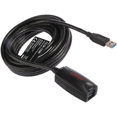 Roline USB 3.0 Cable, Male USB A to Female USB A USB Extension Cable, 5m